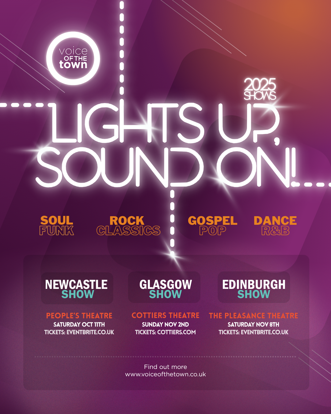 Choir Shows in Edinburgh, Glasgow, Newcastle and more to follow in Birmingham, Coventry and Manchester